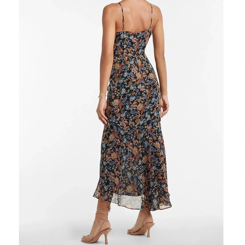 Floral ruffle hi-lo wrap midi dress - Picture 3 of 5